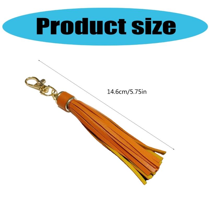 Handmade Tassels Keychain Bag Charm Stylish PU Leather Tassels Keychain Pendant With Metal Rings For Secure Attachment