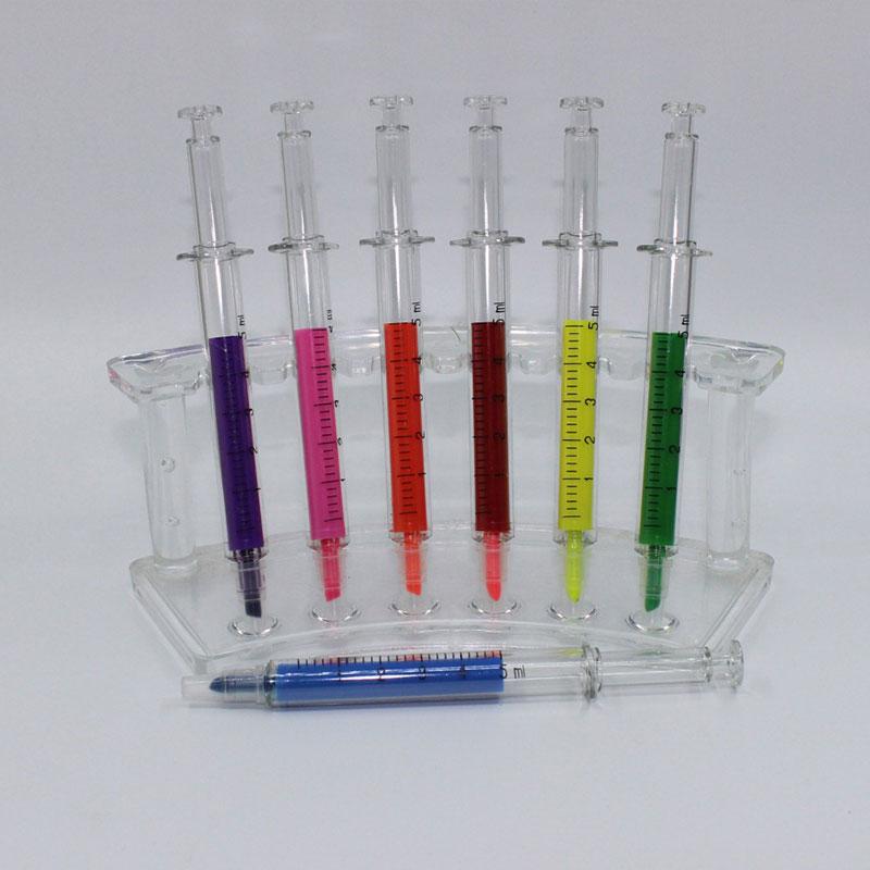 60 Stück Spritzen Textmarker Stift Spritzennadelform Mechanischer Farbstift Kugelschreiber für Büro Schule Marker Schreibwerkzeug