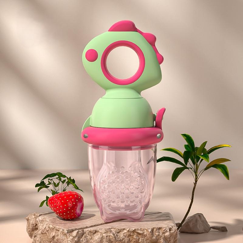 Dinosaur Rotate Push-Type Baby Fruit Feeder Silicone Fresh Food Feeder Kids Feeding Tool