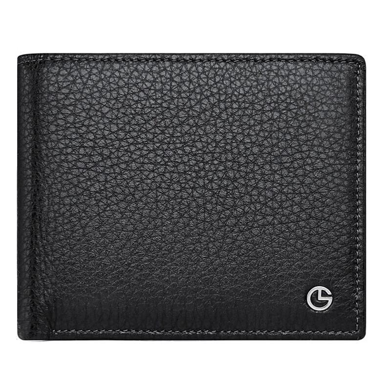 Goldlion Herren-Geldbörse, Querformat, Kartenhalter, Leder-Geldbörse, Schwarz