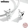 WOSTU Cute Bulldog Charm 925 Sterling Silver Animal Enamel Bead Fit Original Bracelet Necklace Pendant DIY Jewelry CQC1599