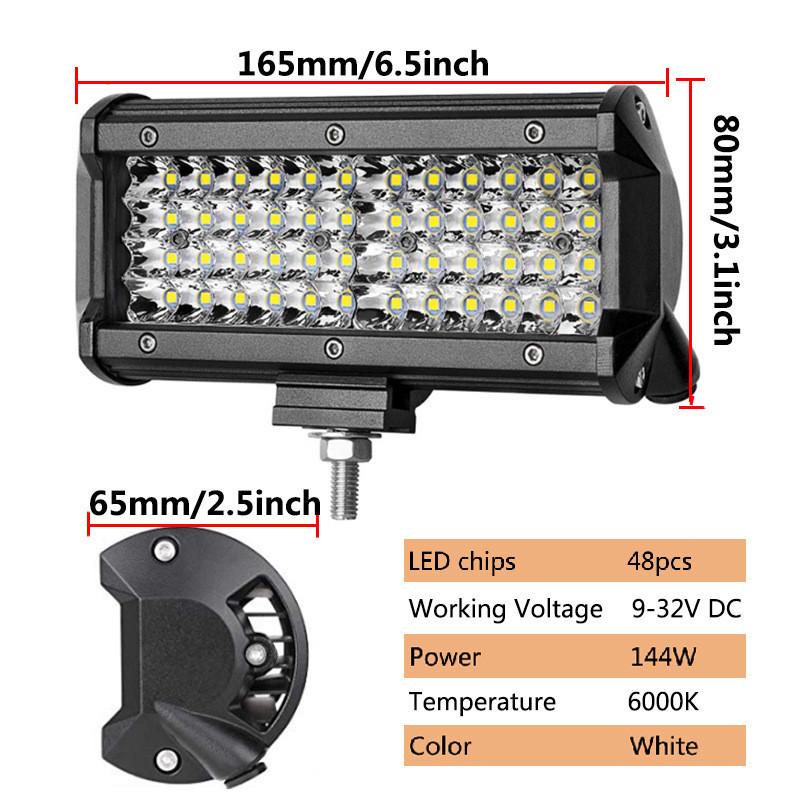 2/1Pcs 7'' LED Work Light Bar 400W/120W Spot Flood Beams Combo for Car Tractor Boat OffRoad Truck SUV ATV Car Repairing Lights