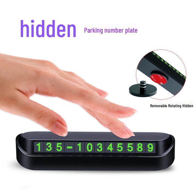Hidden Press-Type Car Dashboard Phone Number Plate for Temporary Parking