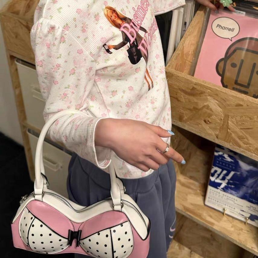 2026 Neue Damen Tasche Y2K PU Punkt Spitze Schleife Mode Süße Umhängetasche Handtasche