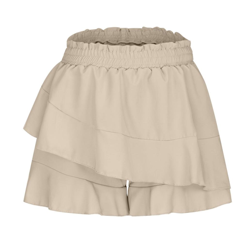 Women's Solid Color Casual High Waisted Double Layered Beach Shorts