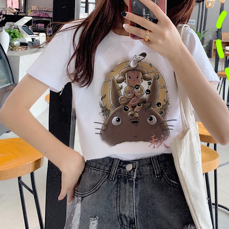 Kawaii Totoro Harajuku T Shirt Women Studio Ghibli Cute Cartoon T-Shirt Ullzang 90S Funny Tshirt Fashion Graphic Top Tees Female