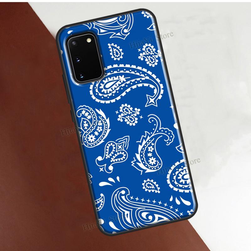 Black Bandana Paisley Phone Case For Samsung Galaxy S21 Ultra S22 S20 FE S8 S9 S10 Plus Note 10 Note 20 Cover