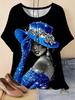 Retro Elegant Women's T-Shirt Ladies Pattern Casual T-Shirt Short-Sleeved Round Neck Tees Women's Clothing Summer Women's Tops