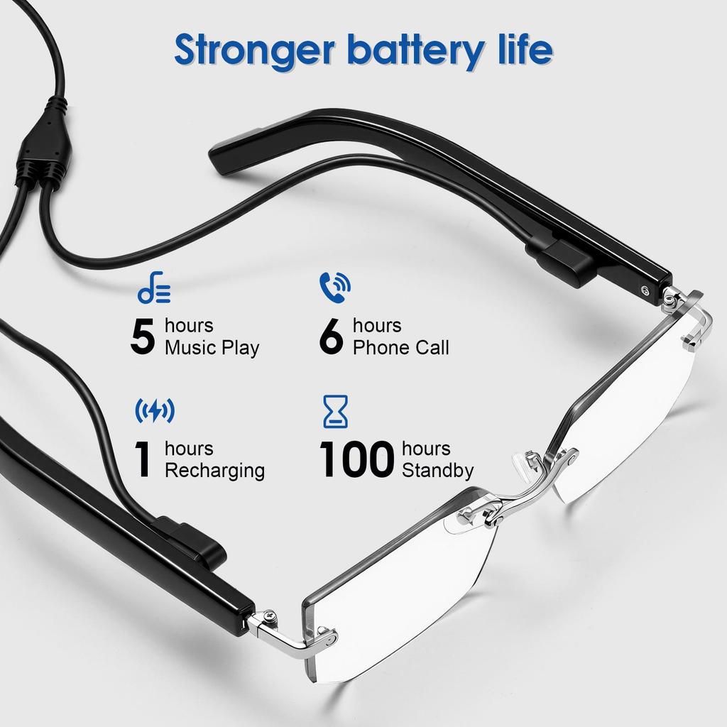 AI Smart Bluetooth Frameless Sunglasses with UV Protection and Photochromic Lenses, for Music and Calls