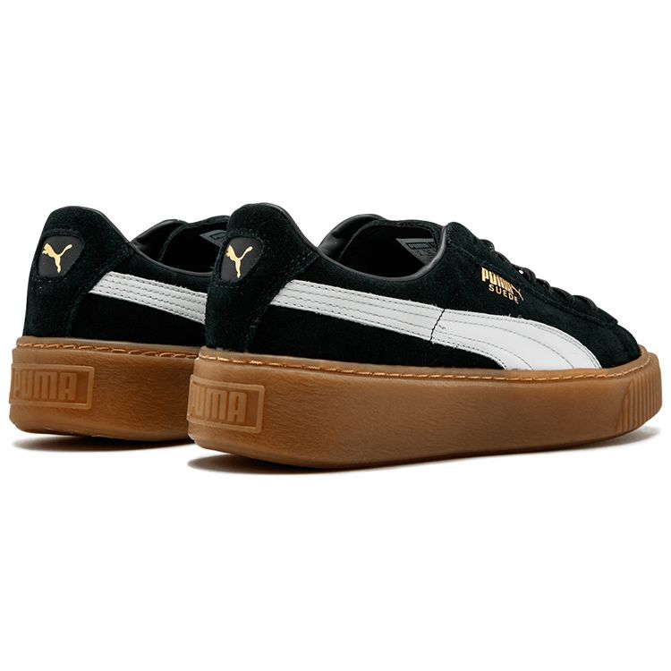 Puma Suede Platform Black Gum Women Sneakers White 363559-02