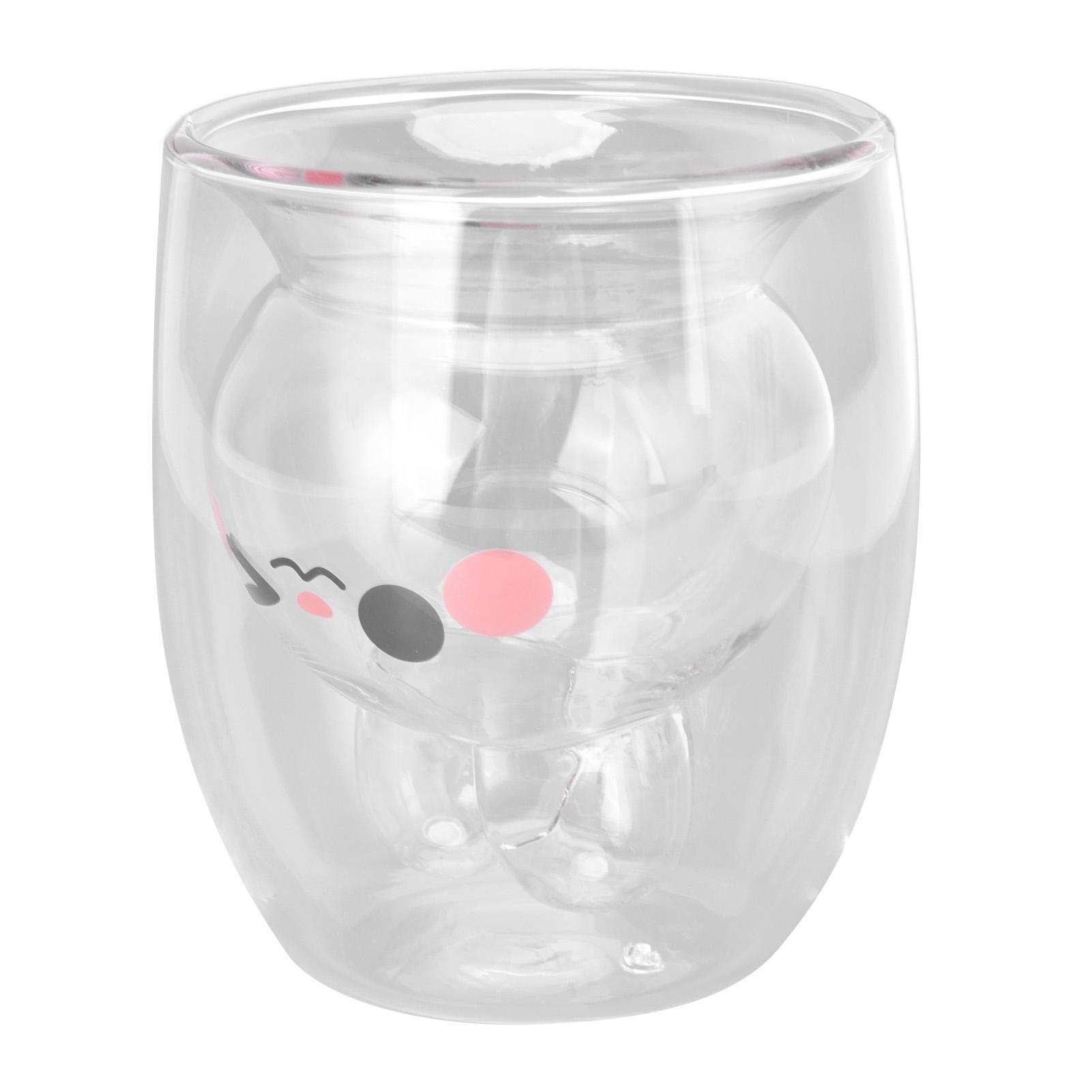 

Double Wall Glass Rabbit Design 300ml Milk Coffee Tea Cup for Microwave Oven DishwasherTransparent Interior L
