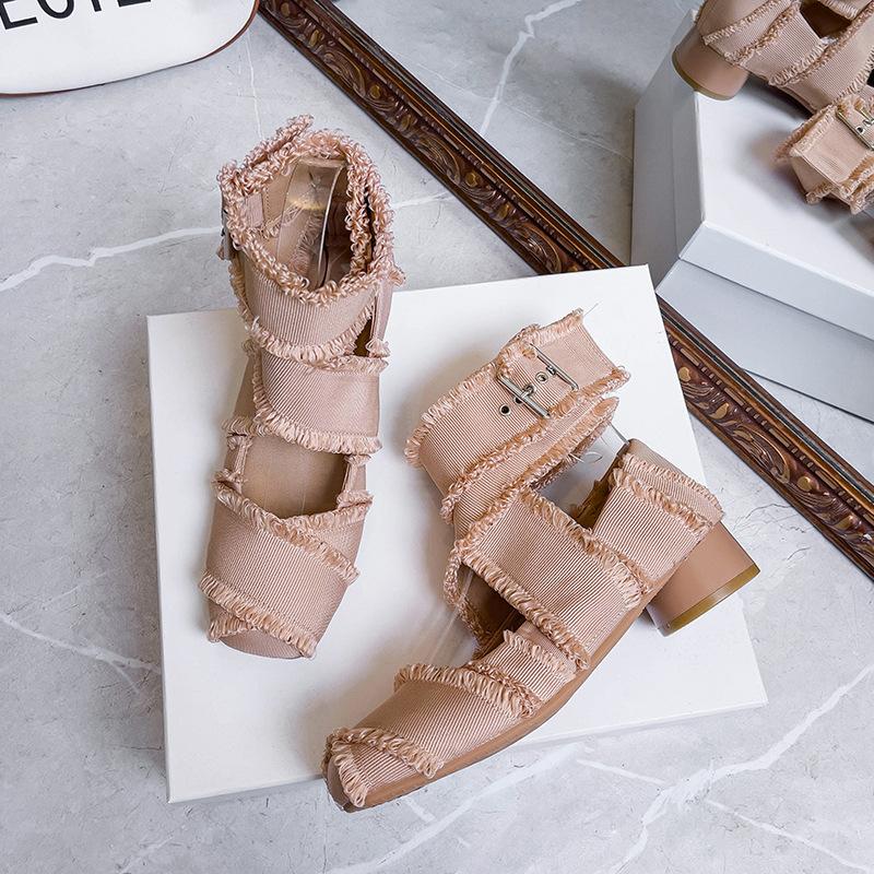 Fashion French-Style Thick-Heeled Laced Belt Buckle Tassel Ballet Single Shoes For Women To Wear Retro Mary Jane Shoes