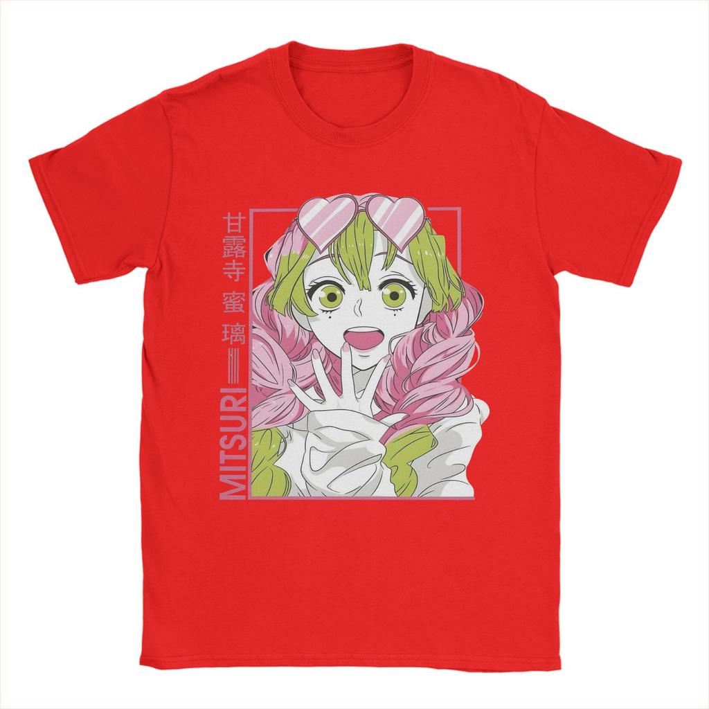 Mitsuri Kanroji Demon Slayer T-Shirts Men Love Hashira Awesome Pure Cotton Tees O Neck Short Sleeve T Shirt Clothes