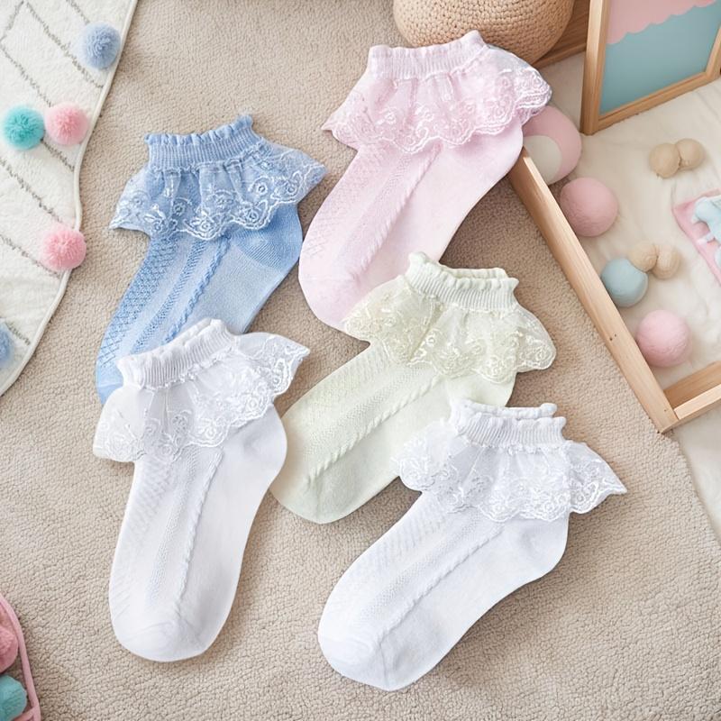 5 Paires de Chaussettes pour Filles Dentelle Volant Respirantes et Confortables Danse Princesse Chaussettes