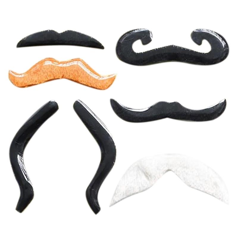 1-48Pcs Fake Beards Mustaches Set Self Adhesive Beard Mustaches Halloween Cosplay Costume Accessories for Women Men