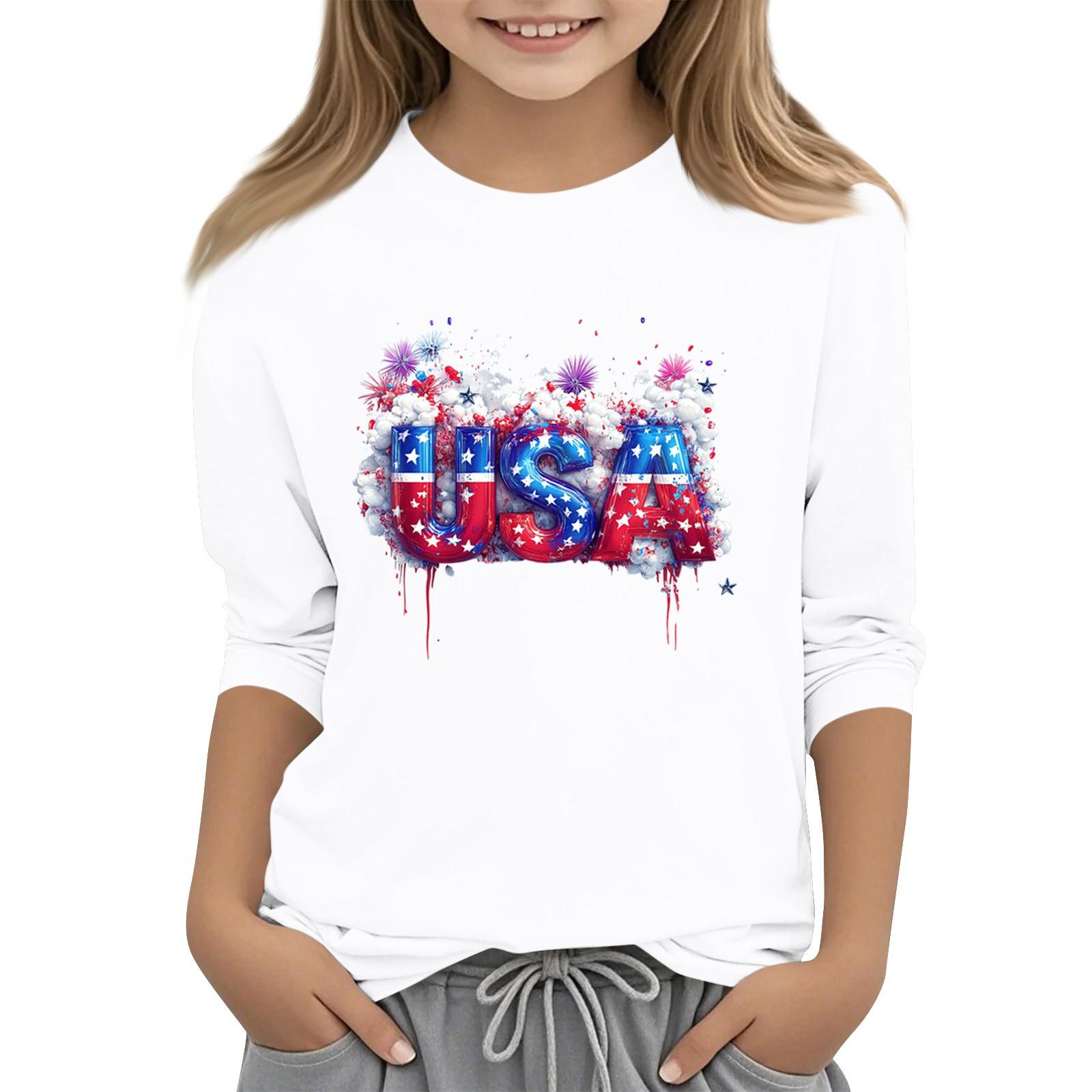 

Детская повседневная футболка с круглым вырезом и принтом «День независимости» с рукавом 3/4 160 белый