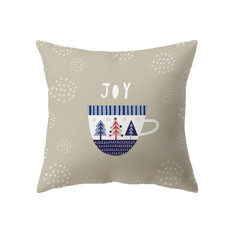 Christmas Decoration Santa Claus Print Pattern Cushion Cover Home Living Room Sofa Square Pillow Cover