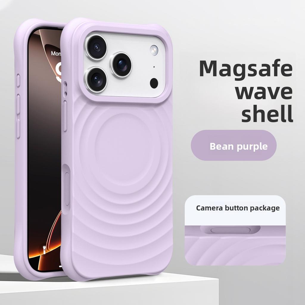Capa Líquida de Silicone Magnética, Ondulada, para iPhone 17, Cobertura Total com Toque de Pele, Capa Protetora para Apple 16 Pro Max