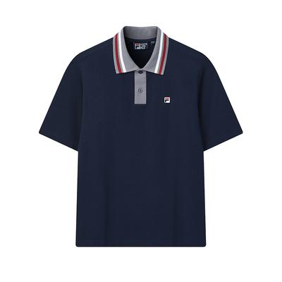 Heritage Fashion Trendy Minimalist Classic Retro Casual Versatile Comfortable Loose Short Sleeve Polo Shirt Men Tops Cigarette-Blue F11M628132FDB