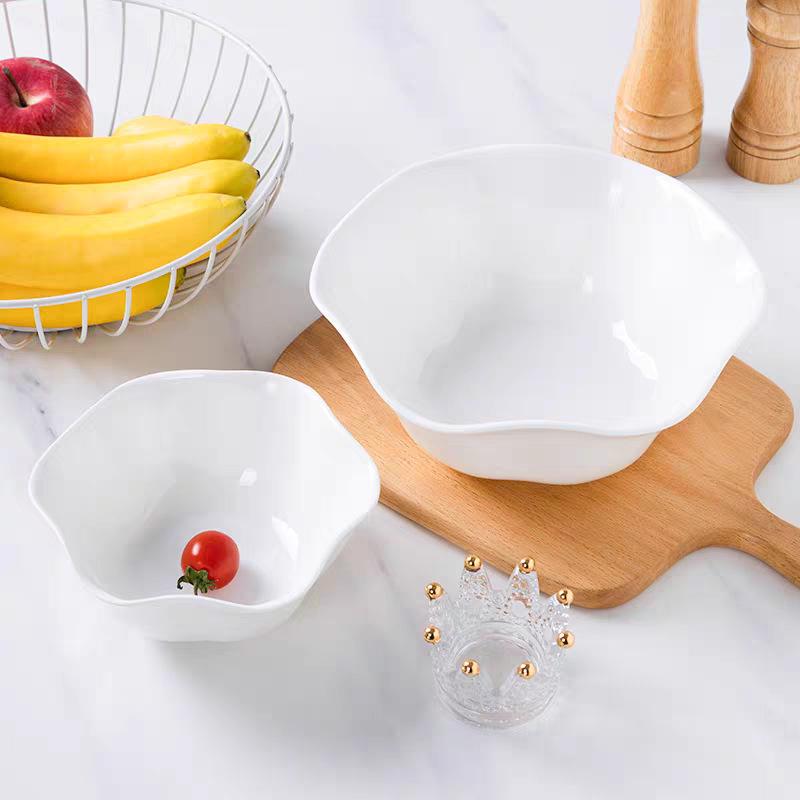 White Lotus Bone China Bowl: Western-Style Large Ceramic Noodle/Salad/Soup Bowl