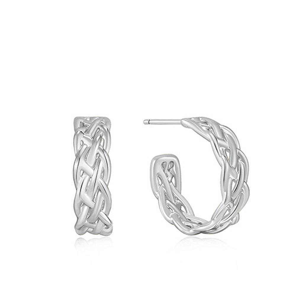Rope Detail Chunky Hoop Ring 925 Silver Earrings E036-05H