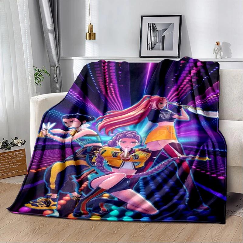 Cartoon Kpop Demon Hunters Rumi Mira Zoey HD Soft Flannel Blanket for Beds Bedroom Sofa,Throw Blanket for Cover Picnic Gift