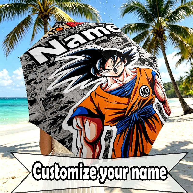 Custom Name Personalized Anime Print Umbrella, Auto Open Close, 8‑Rib Sturdy Frame, Commute Camping Hiking Use, Birthday Gift