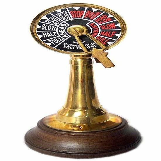 Brass And Wooden 15.24cm Ship Engine Room Telegraph Model Showpiece Collectible Home Decor