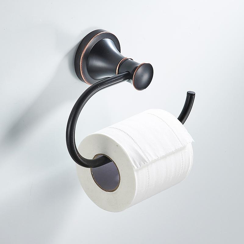 Bathroom Bath Toilet Paper Holder Robe Hook Bathroom Retractable Towel Hanging Rod Black Zinc Alloy EL852