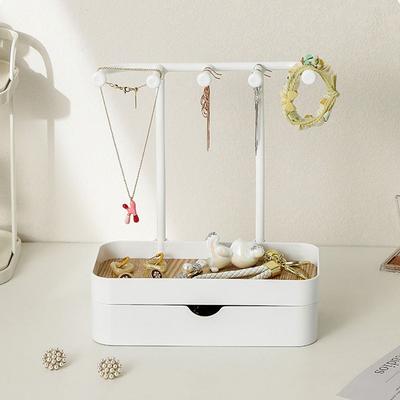 New Fashion Jewelry Display Rack with Drawer Box Earrings Necklaces Jewelry Storage Rack with Wooden Base Desktop Storage Box