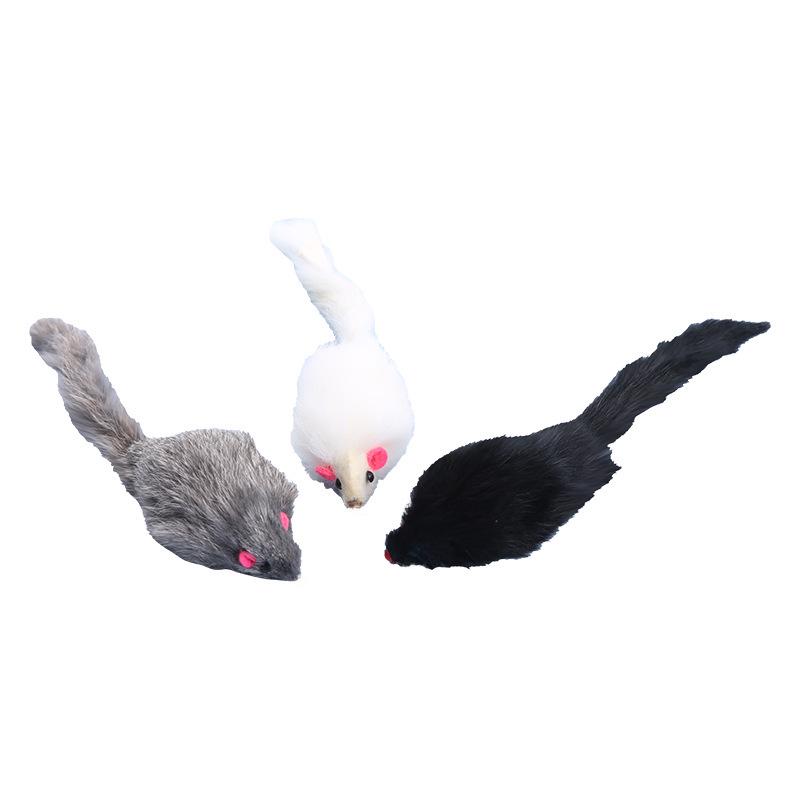 Large Rabbit Fur Mouse Simulation Plush Cat Toy with Sound