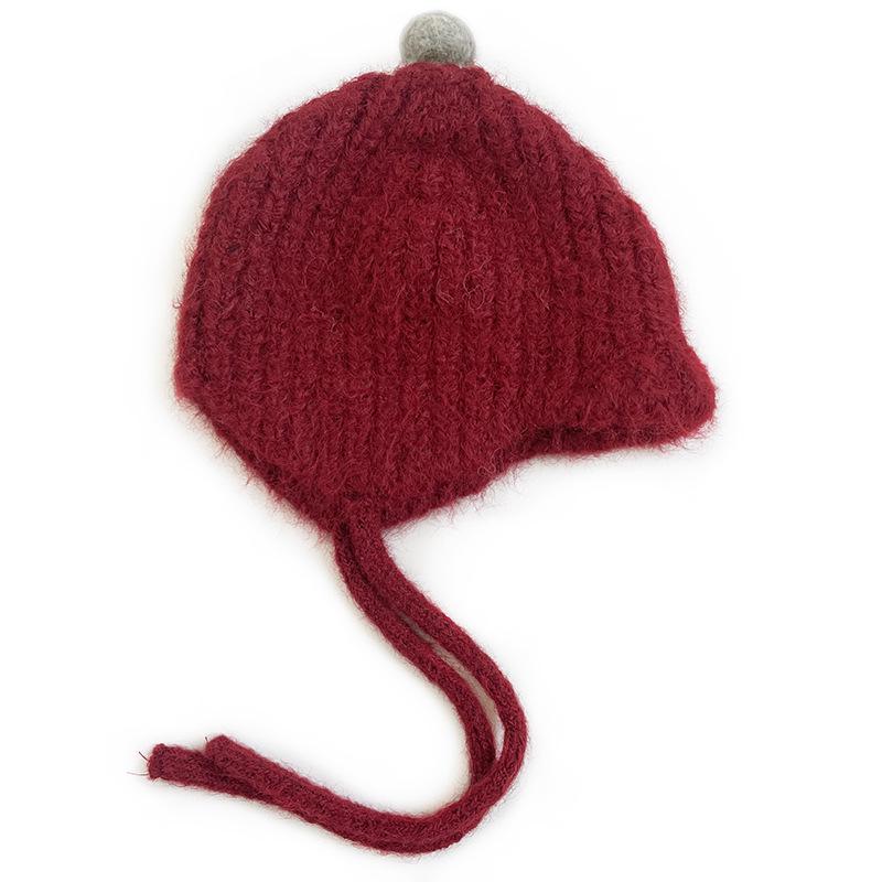 Unisex Kids' Wool Hat: Solid Color, Warm, Ear Protection, Windproof, Tie-up