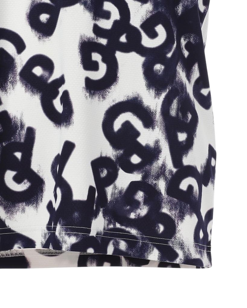 PEARLY GATES Short Sleeve High Neck Shirt PG Logo Denim Golf Size 4 Men's (Stretch, Pattern) / / 053-5167403 121_Navy, [M]