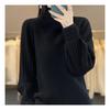Navava Women Vintage Rib Puff Half Polo Long Sleeve Knit Nk1941