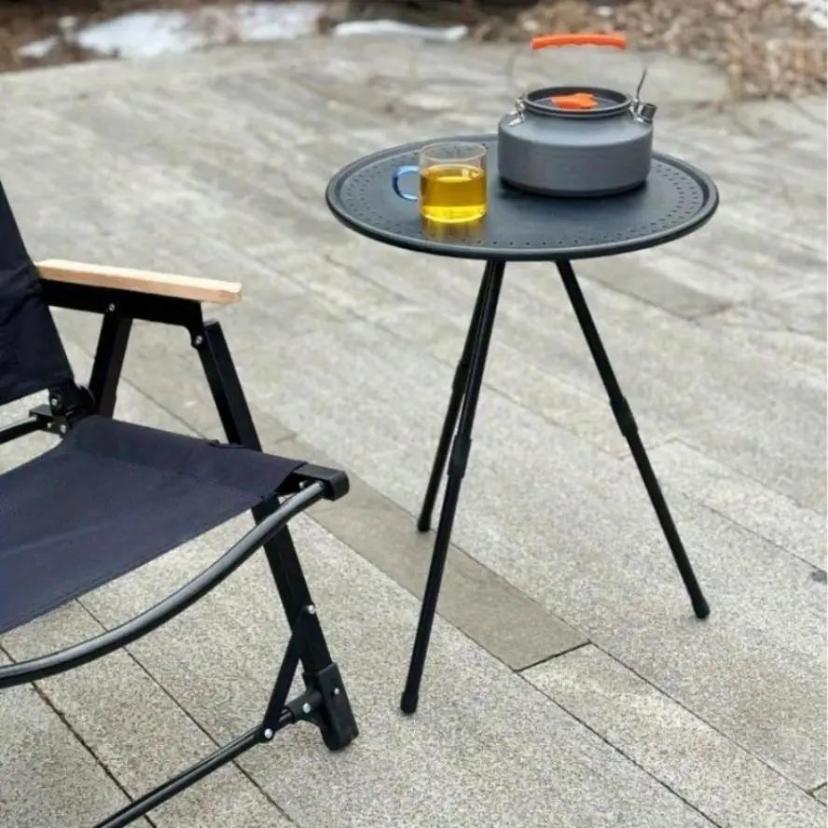 1 Pcs Outdoor Small Round Table Camping Folding Table Portable Adjustable Lightweight Table Fishing Home Camping Equipment