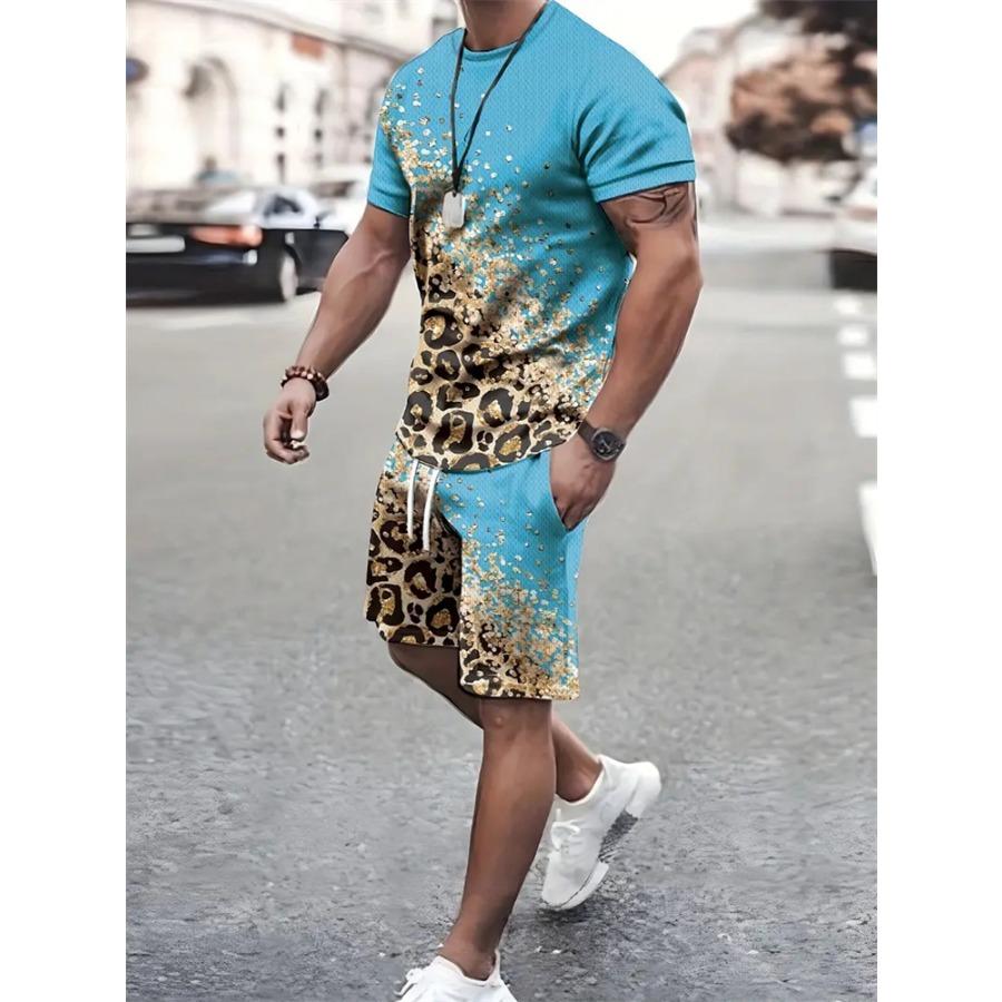 2024 New Fashion Texture 3D Printed Suit Men's Oversized Clothing Short Sleeve Shorts Men's Sportswear Summer Men's Casual Suit