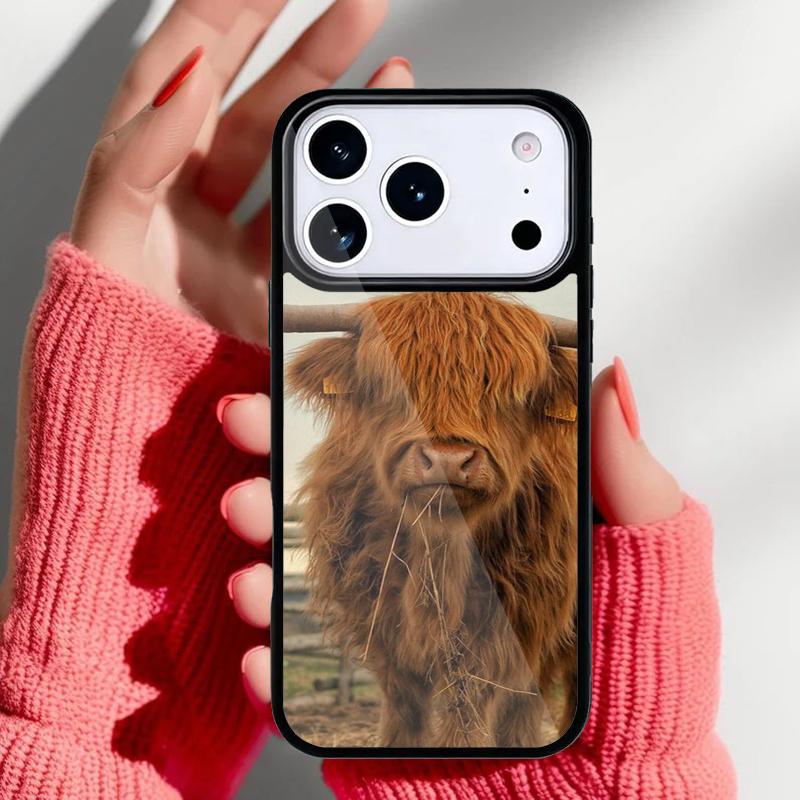 Cute Highland Cow soft Phone Case for iPhone 17 16 15 14 13 Pro Max Back Cover for 12 11 Pro Coque