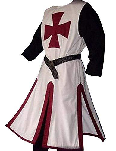 Mens Medieval Crusader Knights Templar Tunic Cosplay Costumes Renaissance Halloween Surcoat Warrior Cloak Tops Belt