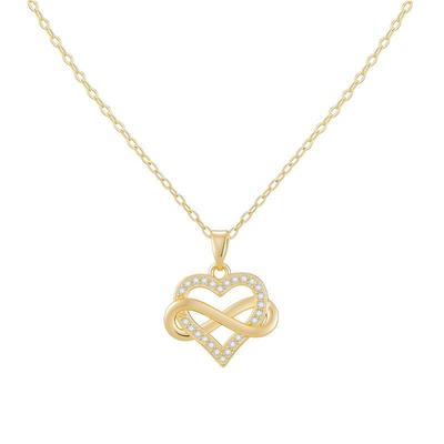 Collana in Oro 18K con Cuore e Diamanti in Zircone – Catena Clavicola in Rame