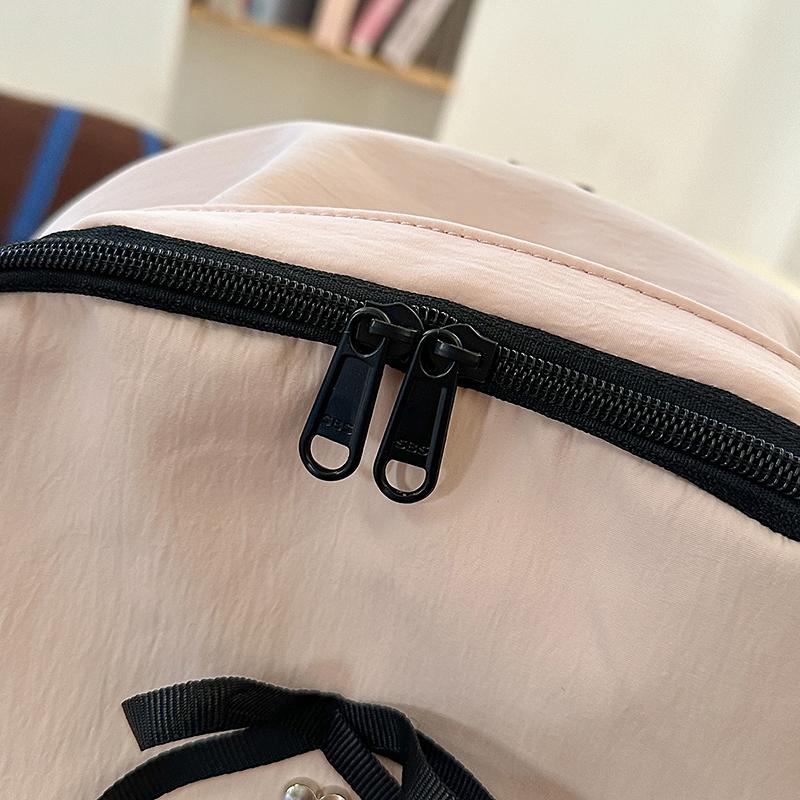 Solid Color Bow Student Schoolbag Women's Backpack
