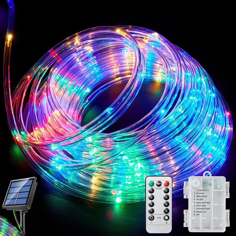 

Colorful Outdoor LED Strip Lights, Flexible Battery/USB-Powered Rainbow Copper Wire Tube for Christmas 5m 50 LEDs - Waterproof USB with Remote