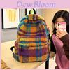 Neue Koreanische Stil Plüsch Farbblock Gitter Kontrast Schultertasche Große Kapazität Studentenrucksack Reise Damen und Herren Tasche