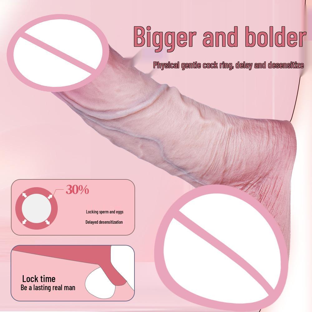 Men's Delay and Enlargement Silicone Dildo Sleeve Condom