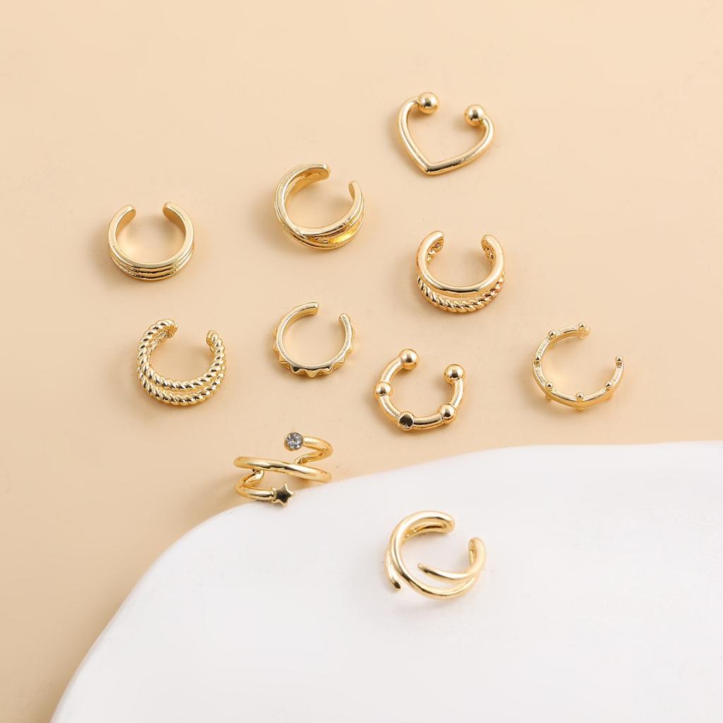Ear Bone Clips Are Very Simple, C-shaped Letters Without Ear Piercings, Ear Clips 10-piece Set, Yiwu Jewelry.