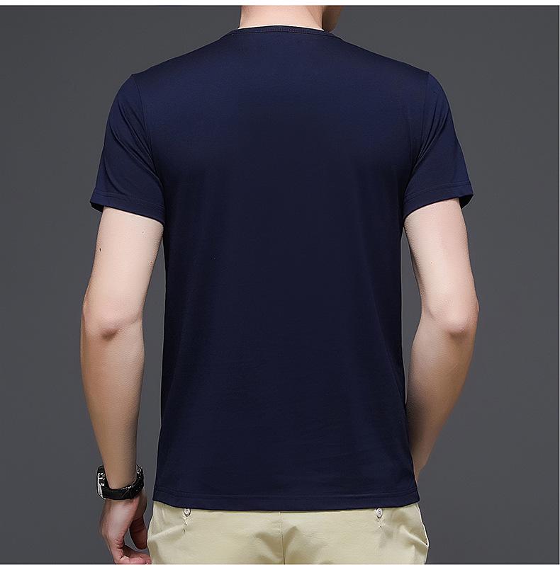 Tricou casual din bumbac slim fit pentru bărbați - Culoare uni, Gât rotund, Mânecă scurtă, Perfect pentru vară