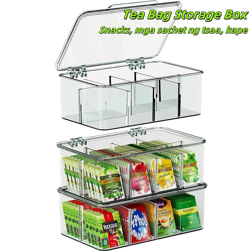 1 Stück Klarer Schreibtisch-Organizer Mit Kaffee- Und Teebeutel-Behälter-Fach Aufbewahrungsbox Mit Display-Ständer Für Die Küche
