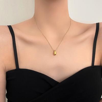 Einfache Mode Tropfen Anhänger Titan Stahl Halskette Schlüsselbein Kette frauen Schmuck Zubehör Geschenk