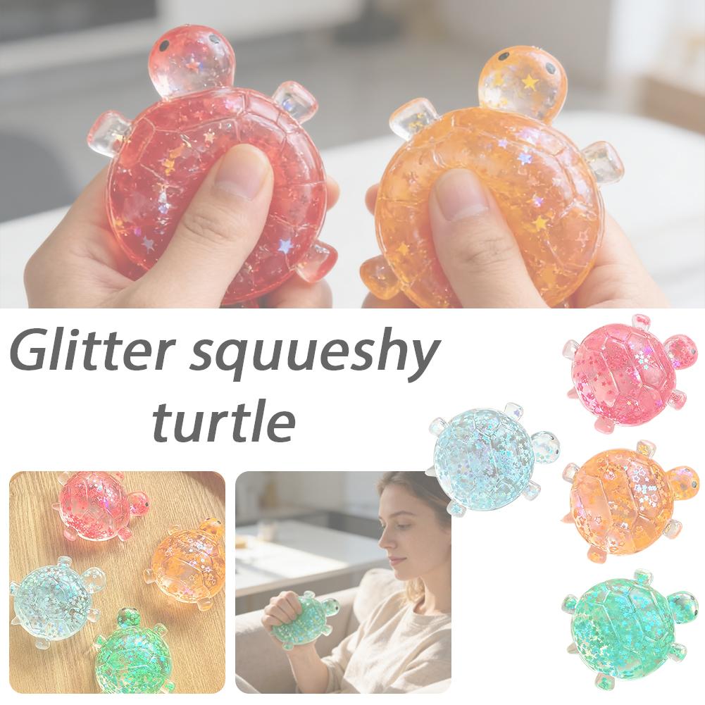 Small Squishy Turtle Fidget Toy Glitter Turtle Squeeze Toy Cute Animal Anti Stress Fidget Splat Decompressions Vent Squeeze Toy