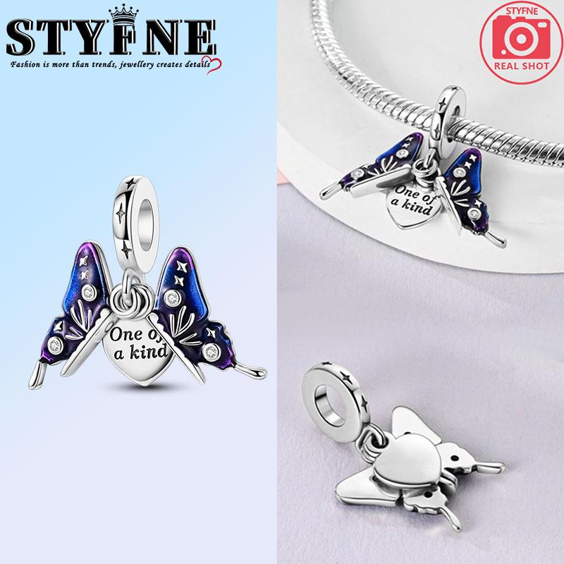 Charme Papillon Bleu Violet Cuivre Perles Trèfle à Quatre Feuilles Convient Pour Diy Fête d'Anniversaire Cadeau Bijoux Bracelet Accessoires