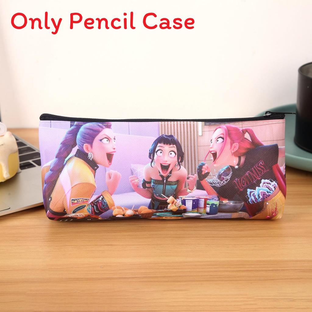 Kpop Demon Hunters Pen Case Large Capacity Pu Storage Bag For Students And Office Use